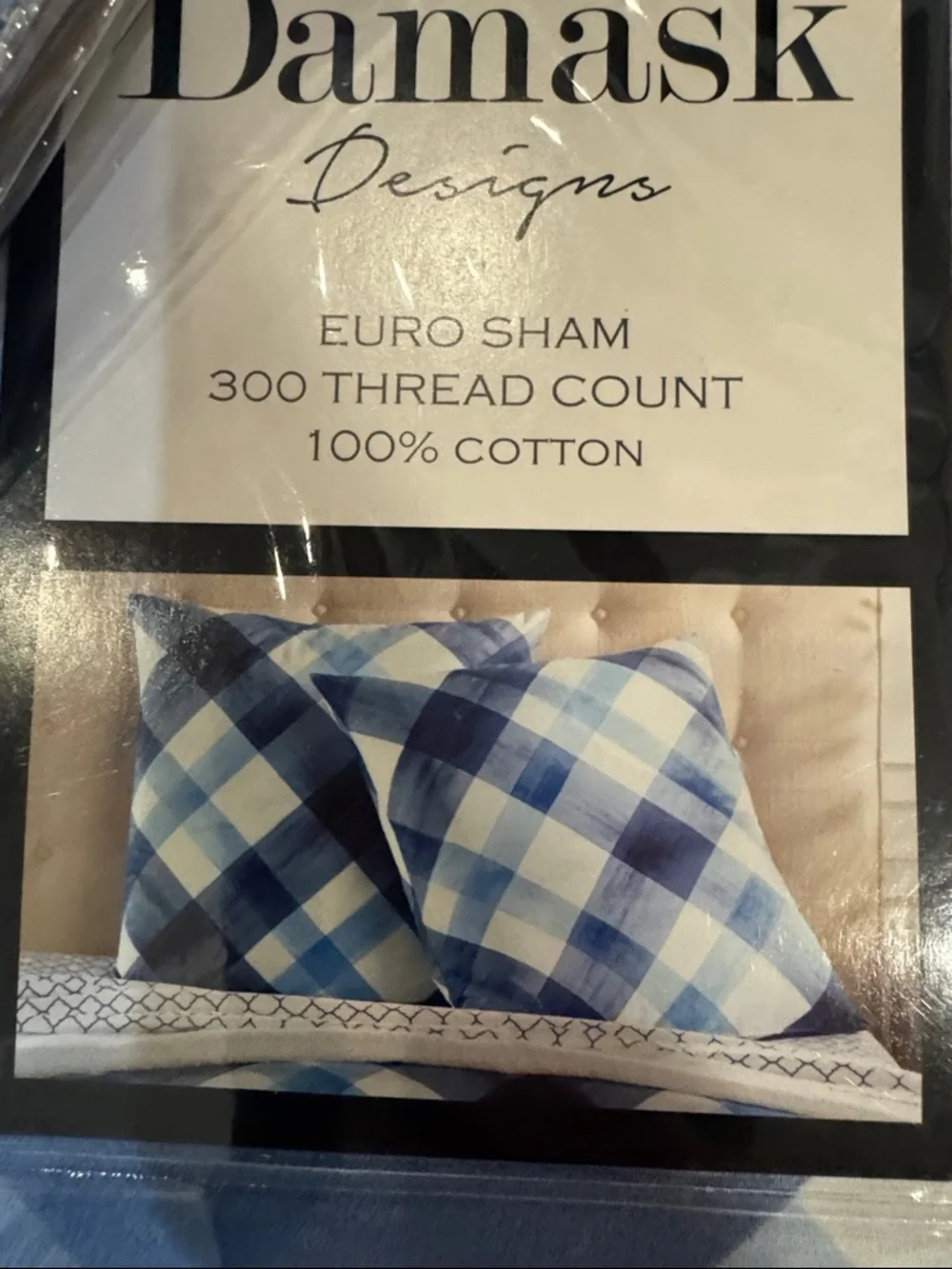 NWT 2 Charter Club Damask Designs Painted Plaid Pillow Shams- EURO 100% cotton